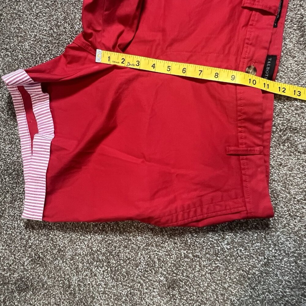 Talbots Women’s Red Relaxed Chino Short Cuffs Petite Size 12 Stretch Christmas - Picture 9 of 12